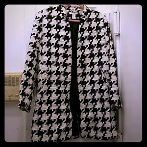 Black and white houndstooth check jacket